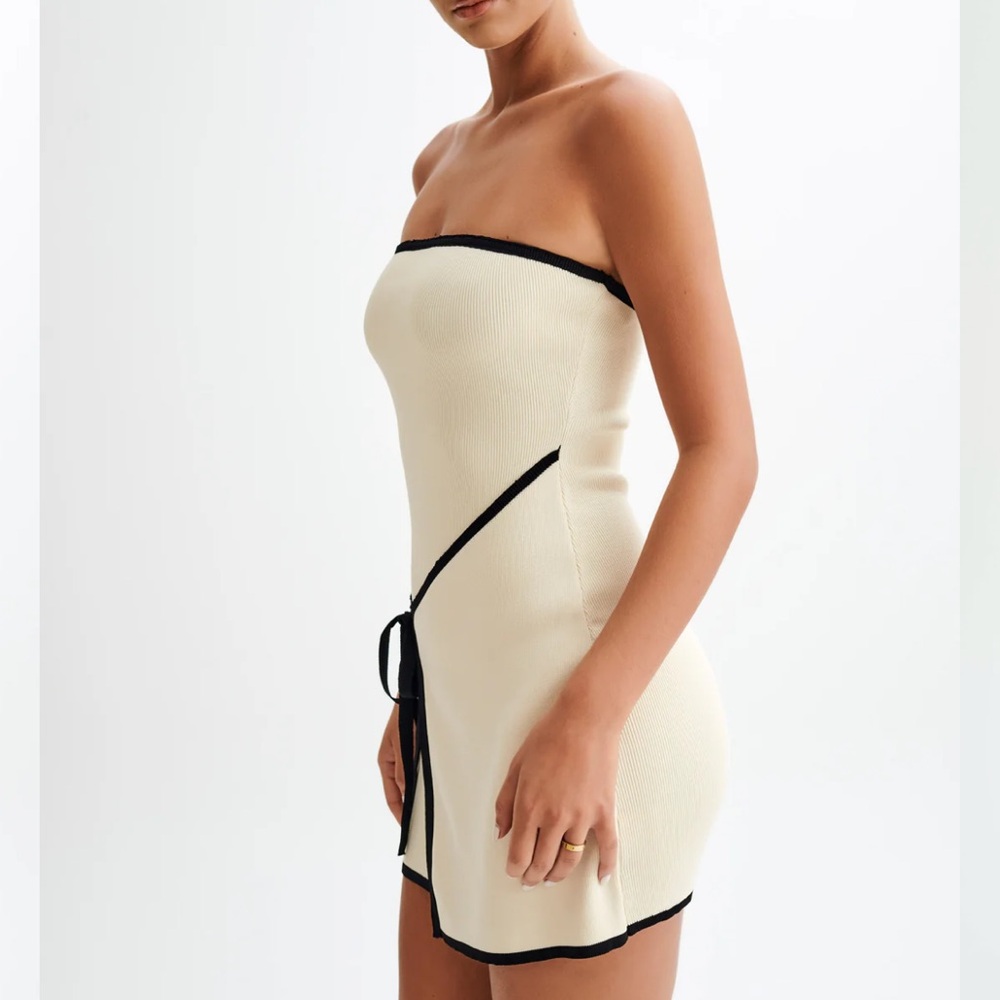 Meshki Rian Strapless Knit Mini Dress - Cream - Picture 2 of 7